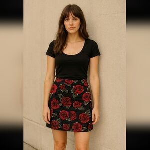 Love Moschino Rose Print Skirt